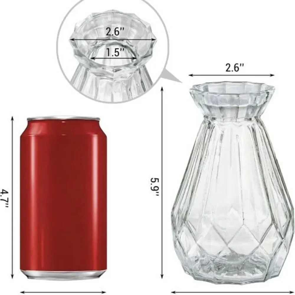 MyGift Mini Set of 6 Diamond-Faceted Clear Glass Bud Vases